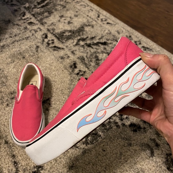 Pink platform slip on vans with flames - Picture 4 of 5